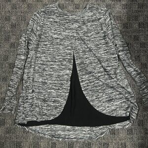 Old Navy black/grey knit top with black mesh inset in back large flowy